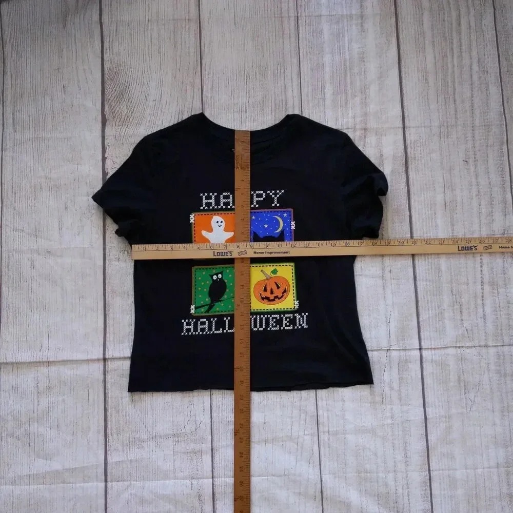 Girls Halloween Black Graphic Tshirt Size Medium Pumpkin Patch Ghost - Picture 6 of 8